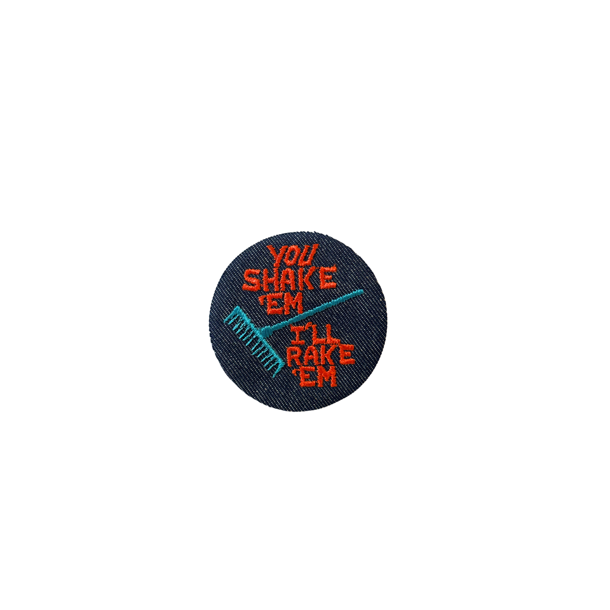 Denim Shake Em Rake Em Vintage Patch