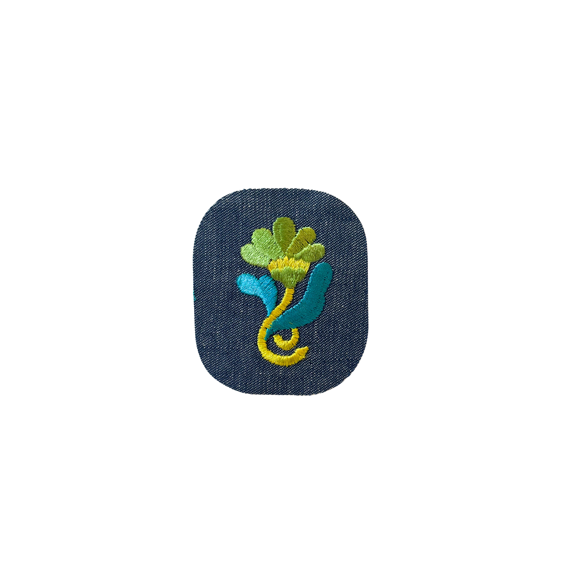 Denim Green Flower Vintage Patch